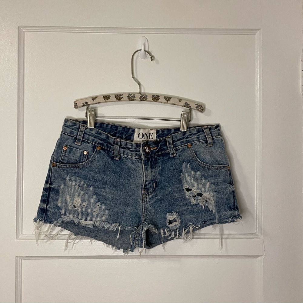 One Teaspoon Cut Off Distressed Denim Shorts